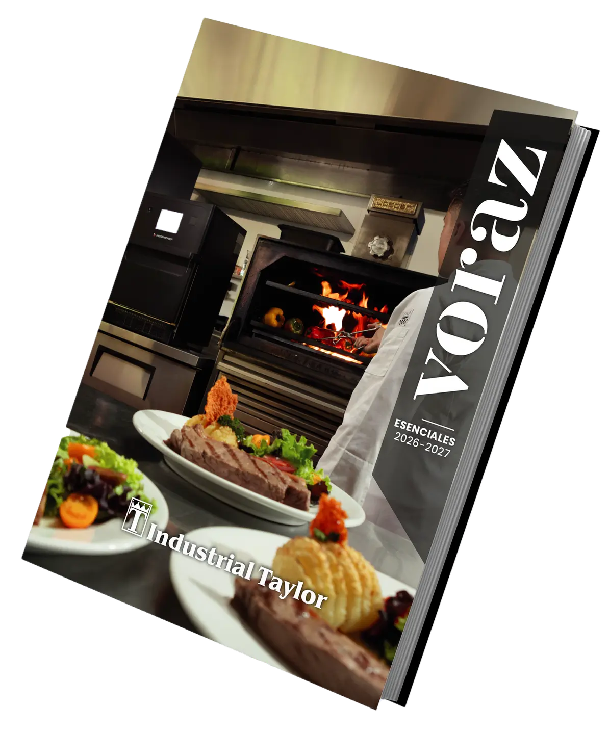 Un folleto con imágenes de alimentos y el logotipo de Industrial Taylor.