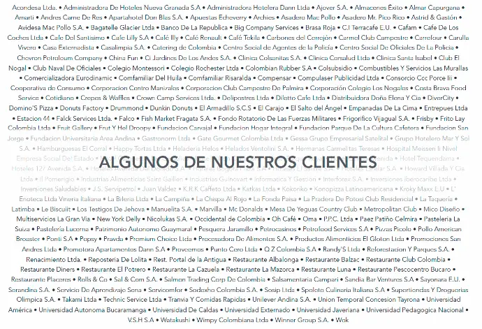 Una amplia muestra de nombres de marcas que aparecen sobre un fondo blanco.