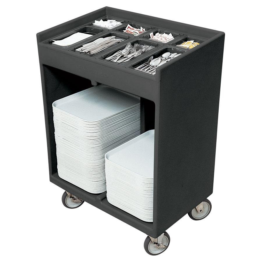 Carro con recipientes para cubiertos y bandejas gris - Cambro USA