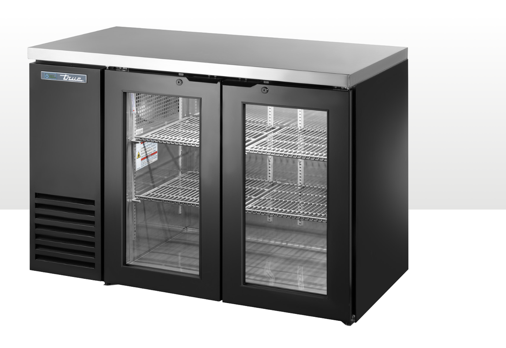 Refrigerador bajo mostrador negro 2 puertas de vidrio - True