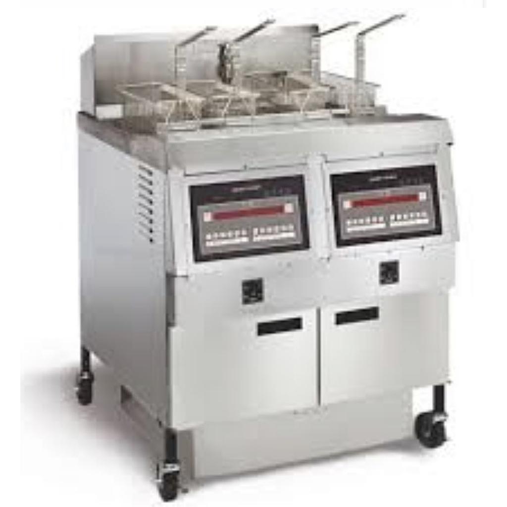 Freidor abierto a gas Computron 8000 con sistema de filtración incorporado de dos tinas con triple canastilla cada tanque - Henny Penny
