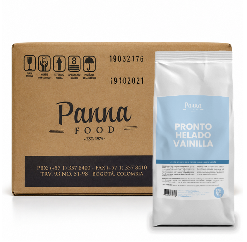 Pronto Helado VAINILLA, caja x 6 unidades de 2 kg - Panna Food-MD