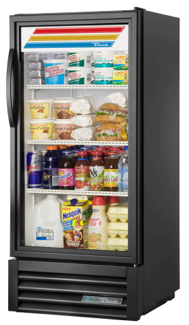 Exhibidor refrigerado con puerta de vidrio de 3 parrillas y refrigerante HC R290 - True